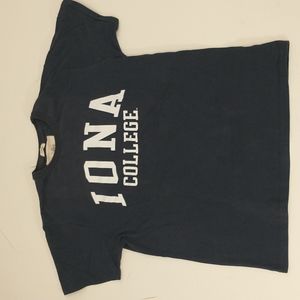 Iona College Soft Tee Navy Blue Cotton T Shirt League Lg42" Chest Unisex Classic